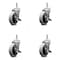 Service Caster 4 Inch Thermoplastic Wheel 1-3/8 Inch Grip Ring Stem Caster with Brakes, 4PK SCC-GR05S410-TPRS-SLB-716138-4 - alternate 2